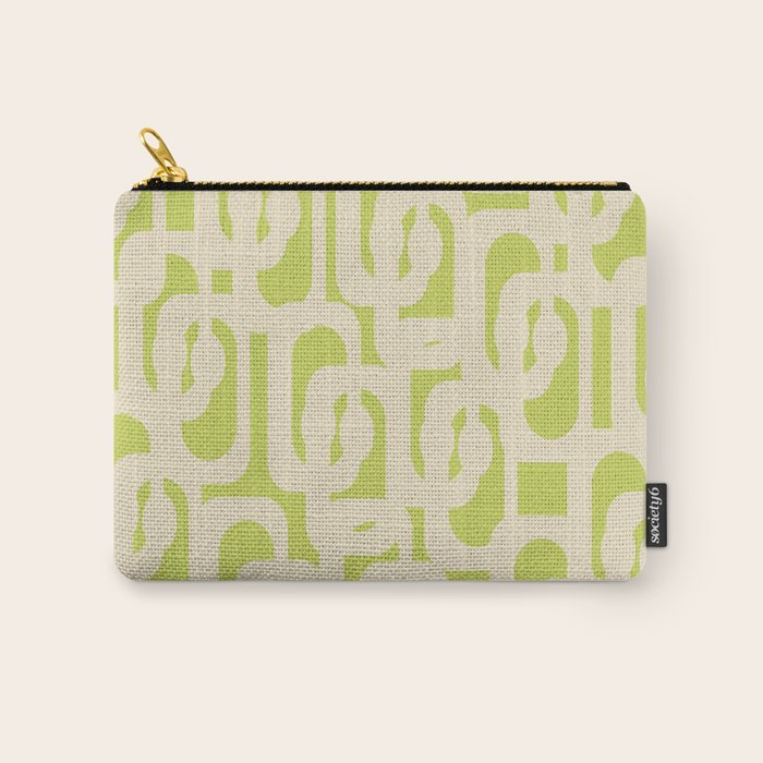 Mid Century Modern Loop Pattern in Light Lime Linden Green and Cream Beige Carry All Pouch Gallery Image 1