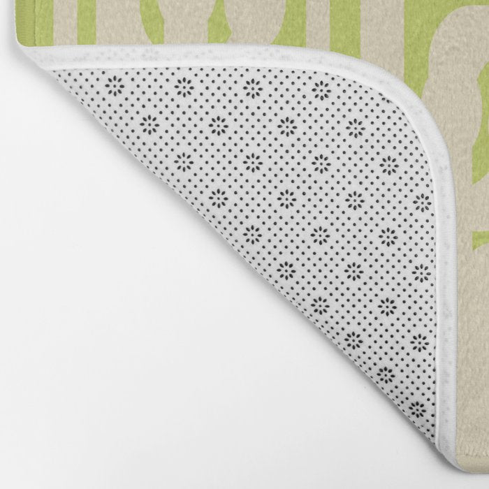 Mid Century Modern Loop Pattern in Light Lime Linden Green and Cream Beige Bath Mat Gallery Image 2