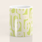 Mid Century Modern Loop Pattern in Light Lime Linden Green and Cream Beige Coffee Mug Gallery Image 4