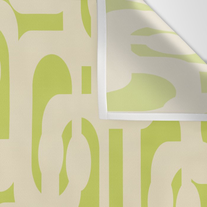 Mid Century Modern Loop Pattern in Light Lime Linden Green and Cream Beige Wall Tapestry Gallery Image 3