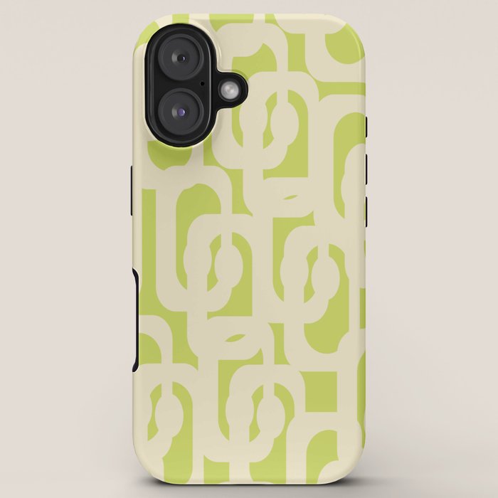 Mid Century Modern Loop Pattern in Light Lime Linden Green and Cream Beige iPhone Case Gallery Image 5