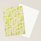 Mid Century Modern Loop Pattern in Light Lime Linden Green and Cream Beige Stationery Card Gallery Image 2