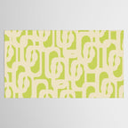 Mid Century Modern Loop Pattern in Light Lime Linden Green and Cream Beige Tablecloth Gallery Image 2