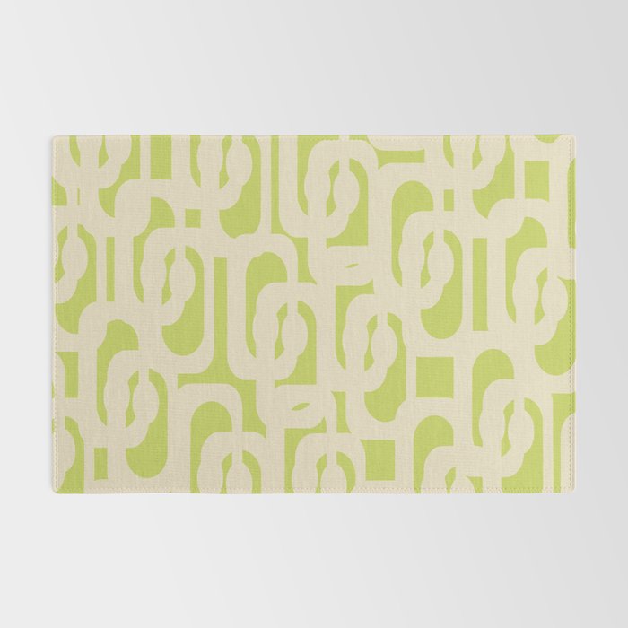Mid Century Modern Loop Pattern in Light Lime Linden Green and Cream Beige Rug Gallery Image 2