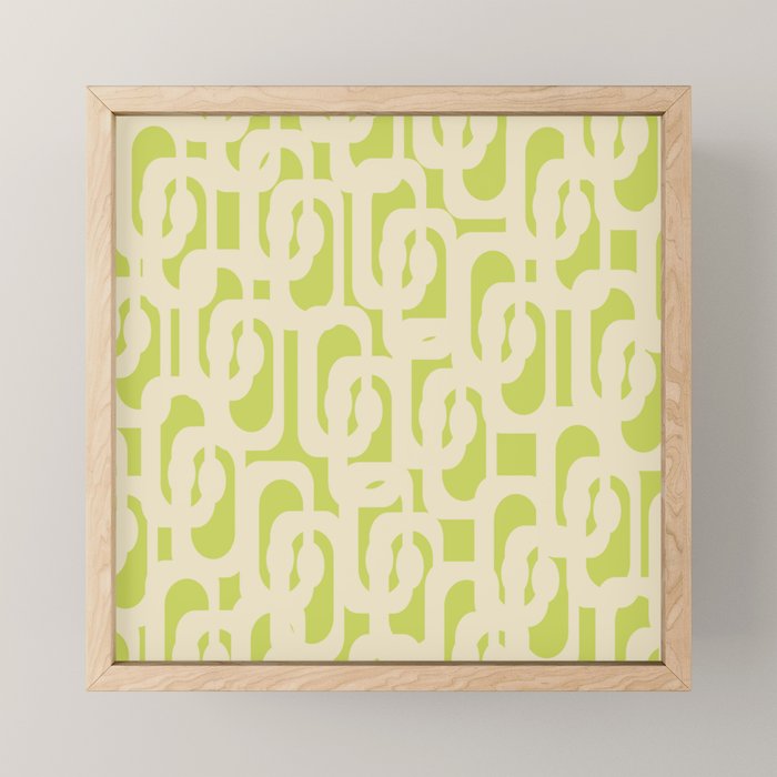 Mid Century Modern Loop Pattern in Light Lime Linden Green and Cream Beige Mini Art Print Gallery Image 1