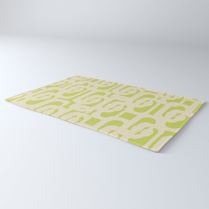 Mid Century Modern Loop Pattern in Light Lime Linden Green and Cream Beige Rug Gallery Image 3