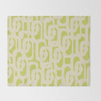 Mid Century Modern Loop Pattern in Light Lime Linden Green and Cream Beige Throw Blanket Gallery Image 2