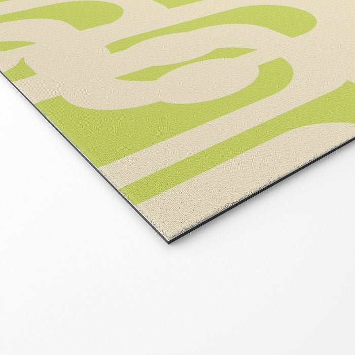Mid Century Modern Loop Pattern in Light Lime Linden Green and Cream Beige Welcome Mat Gallery Image 2