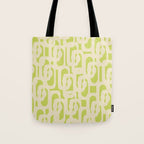 Mid Century Modern Loop Pattern in Light Lime Linden Green and Cream Beige Tote Bag Gallery Image 1