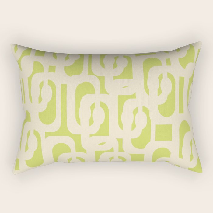 Mid Century Modern Loop Pattern in Light Lime Linden Green and Cream Beige Rectangular Pillow Gallery Image 2