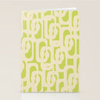 Mid Century Modern Loop Pattern in Light Lime Linden Green and Cream Beige Stationery Card Gallery Image 2