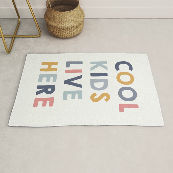 Cool Kids Live Here, inspirational quote  Rug Gallery Image 1