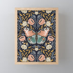 William Morris Inspired Butterfly Pattern - Midnight Garden Mini Art Print Gallery Image 1