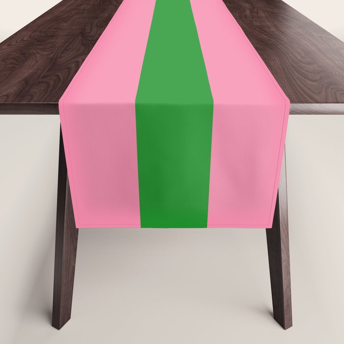 Bold Fun Stripes Green and Pink Simple Colorful Pop Pattern Table Runner Gallery Image 1