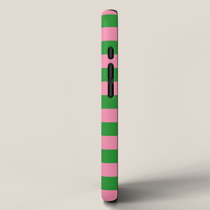 Bold Fun Stripes Green and Pink Simple Colorful Pop Pattern iPhone Case Gallery Image 2