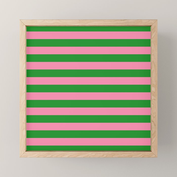 Bold Fun Stripes Green and Pink Simple Colorful Pop Pattern Mini Art Print Gallery Image 1