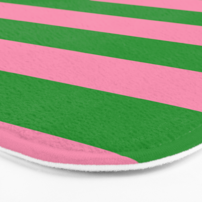 Bold Fun Stripes Green and Pink Simple Colorful Pop Pattern Bath Mat Gallery Image 3