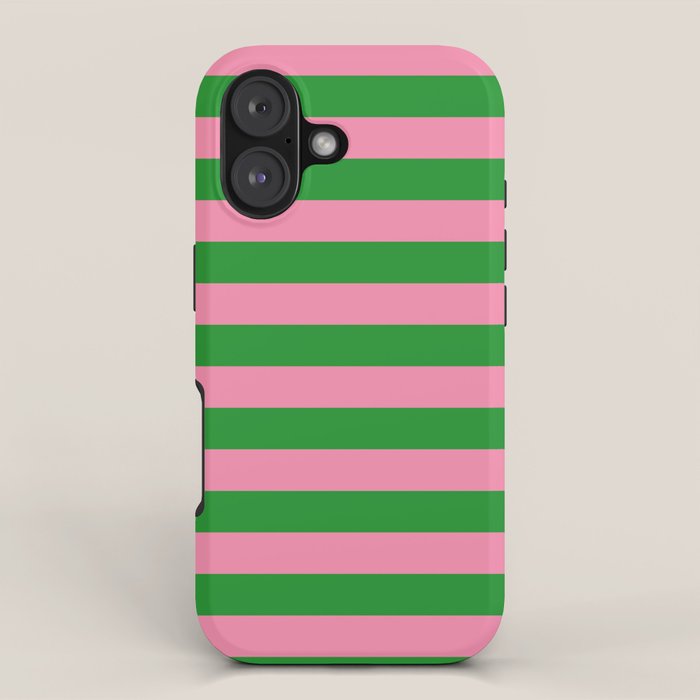 Bold Fun Stripes Green and Pink Simple Colorful Pop Pattern iPhone Case Gallery Image 1