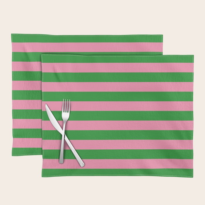 Bold Fun Stripes Green and Pink Simple Colorful Pop Pattern Placemat Gallery Image 1