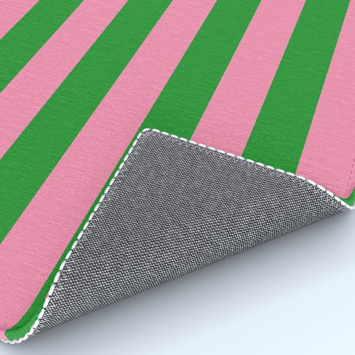 Bold Fun Stripes Green and Pink Simple Colorful Pop Pattern Rug Gallery Image 4