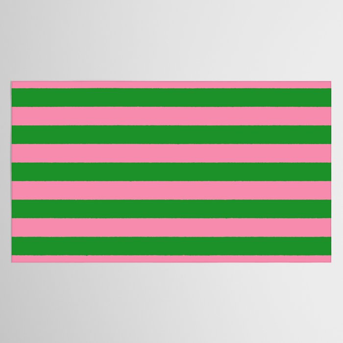 Bold Fun Stripes Green and Pink Simple Colorful Pop Pattern Tablecloth Gallery Image 2