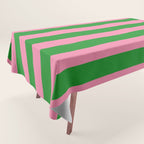 Bold Fun Stripes Green and Pink Simple Colorful Pop Pattern Tablecloth Gallery Image 1