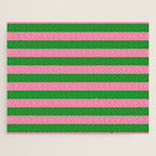 Bold Fun Stripes Green and Pink Simple Colorful Pop Pattern Jigsaw Puzzle Gallery Image 1