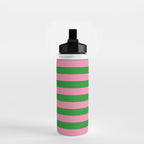 Bold Fun Stripes Green and Pink Simple Colorful Pop Pattern Water Bottle Gallery Image 2