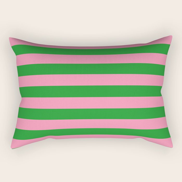 Bold Fun Stripes Green and Pink Simple Colorful Pop Pattern Rectangular Pillow Gallery Image 2