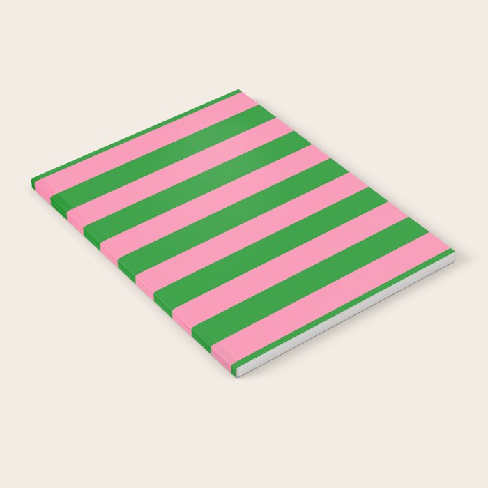 Bold Fun Stripes Green and Pink Simple Colorful Pop Pattern Notebook Gallery Image 1