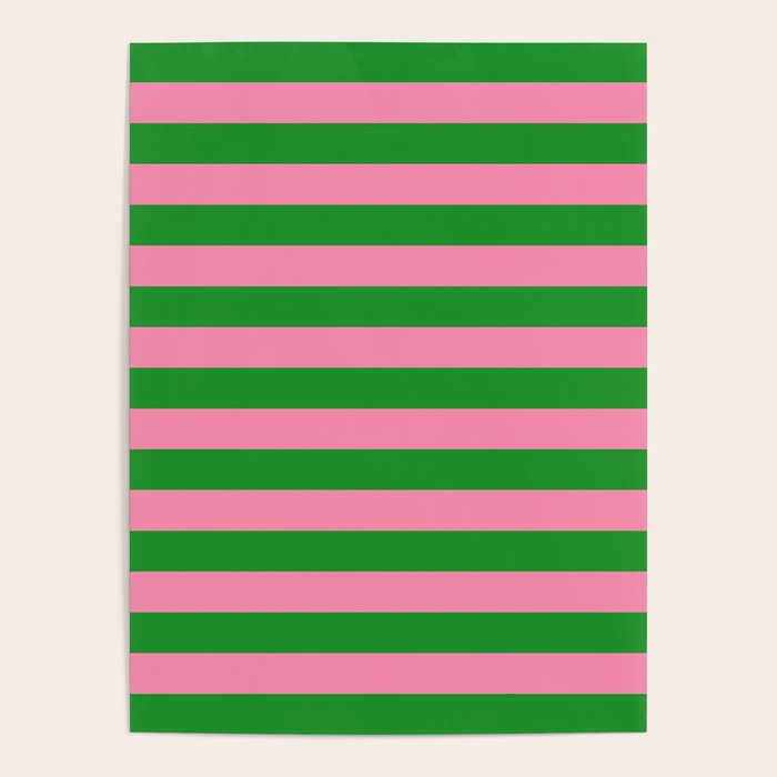 Bold Fun Stripes Green and Pink Simple Colorful Pop Pattern Poster Gallery Image 4