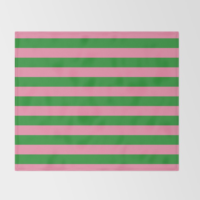 Bold Fun Stripes Green and Pink Simple Colorful Pop Pattern Throw Blanket Gallery Image 2