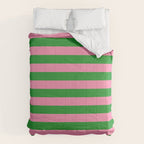 Bold Fun Stripes Green and Pink Simple Colorful Pop Pattern Comforter Gallery Image 6