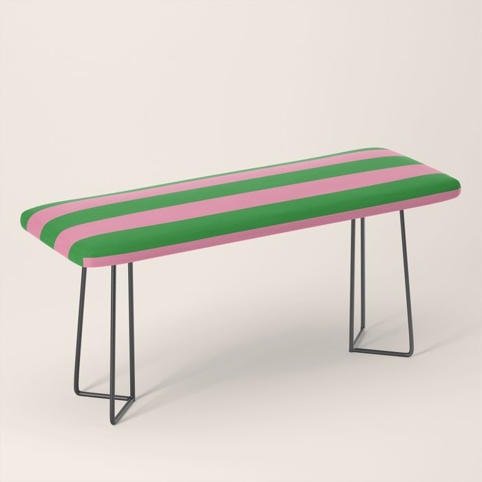 Bold Fun Stripes Green and Pink Simple Colorful Pop Pattern Bench Gallery Image 1