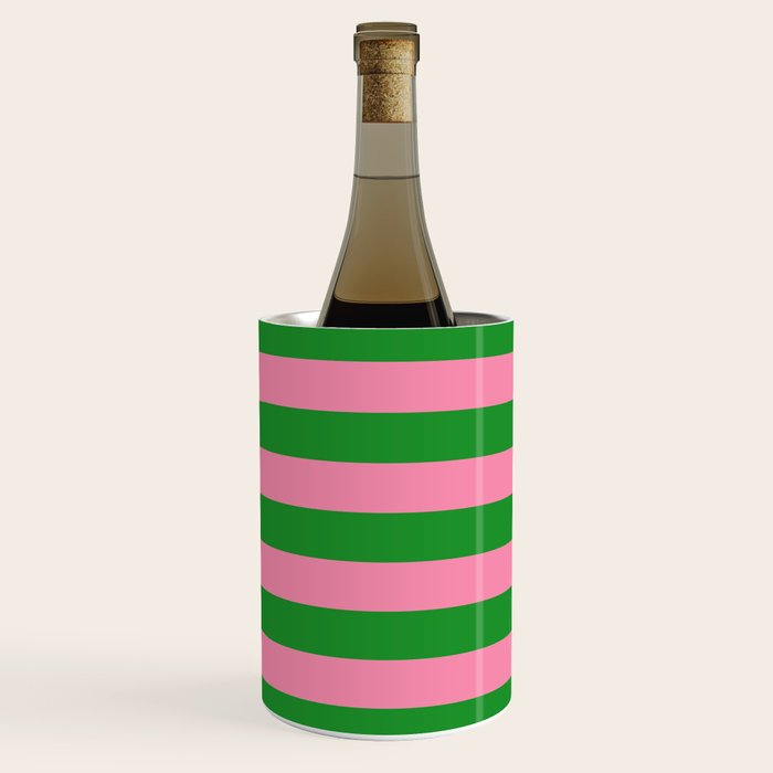 Bold Fun Stripes Green and Pink Simple Colorful Pop Pattern Wine Chiller Gallery Image 2