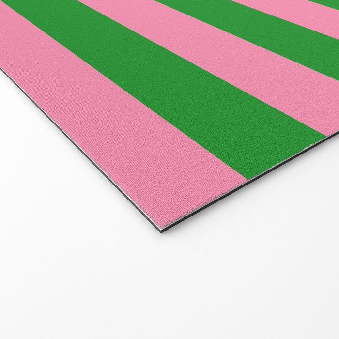 Bold Fun Stripes Green and Pink Simple Colorful Pop Pattern Welcome Mat Gallery Image 2