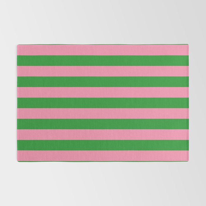 Bold Fun Stripes Green and Pink Simple Colorful Pop Pattern Rug Gallery Image 2