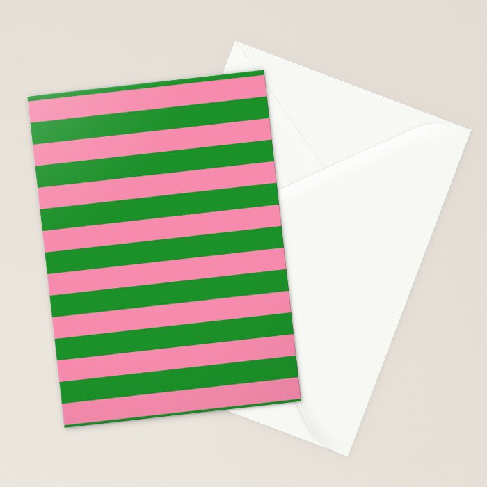 Bold Fun Stripes Green and Pink Simple Colorful Pop Pattern Stationery Card Gallery Image 2