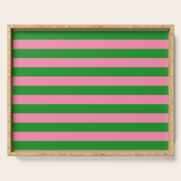 Bold Fun Stripes Green and Pink Simple Colorful Pop Pattern Serving Tray Gallery Image 1