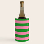 Bold Fun Stripes Green and Pink Simple Colorful Pop Pattern Wine Chiller Gallery Image 1