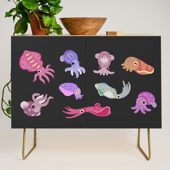Squids - black Credenza Gallery Image 1