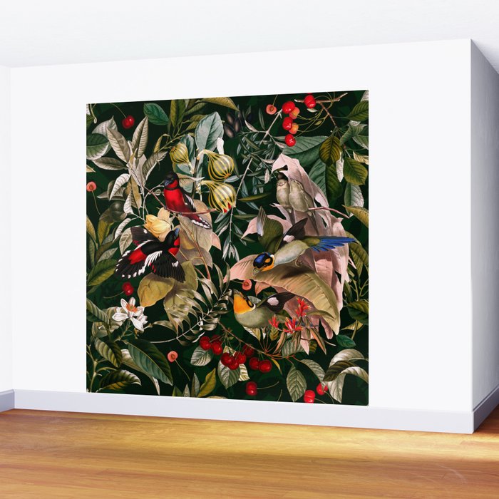 Floral and Birds XXV Wall Mural Gallery Image 2