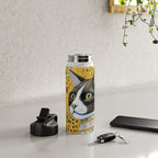 Gustav Klimt Style Tuxedo Cat with Striped Coat Water Bottle Gallery Image 4