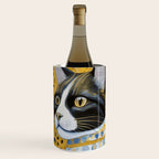Gustav Klimt Style Tuxedo Cat with Striped Coat Wine Chiller Gallery Image 1