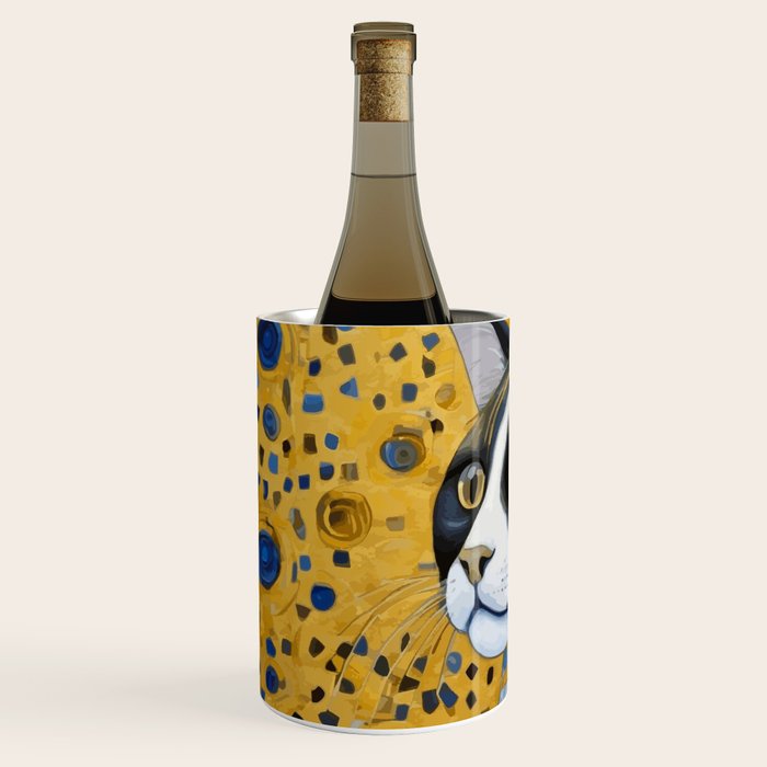 Gustav Klimt Style Tuxedo Cat with Striped Coat Wine Chiller Gallery Image 2