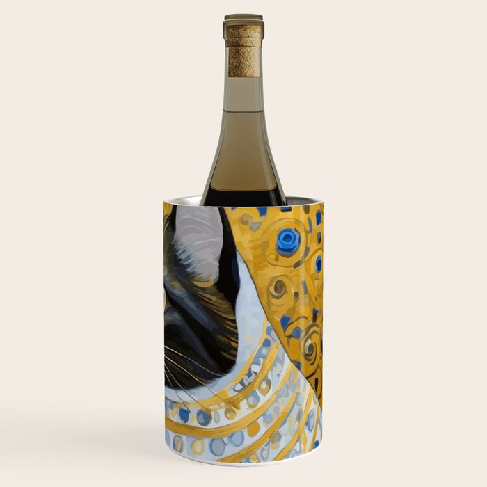 Gustav Klimt Style Tuxedo Cat with Striped Coat Wine Chiller Gallery Image 3