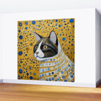 Gustav Klimt Style Tuxedo Cat with Striped Coat Wall Mural Gallery Image 2
