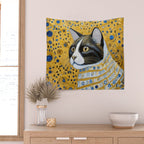 Gustav Klimt Style Tuxedo Cat with Striped Coat Wall Tapestry Gallery Image 2