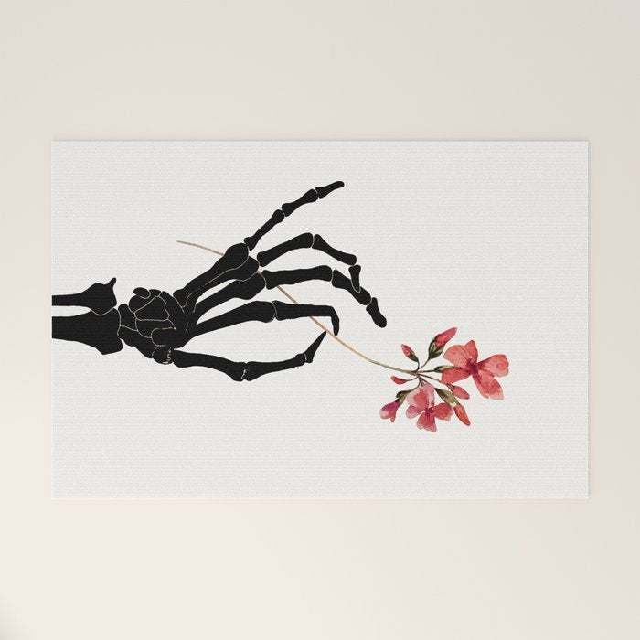 Skeleton Hand with Flower Welcome Mat Gallery Image 1
