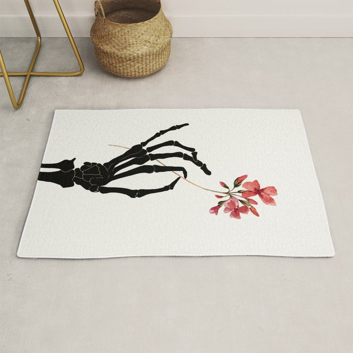 Skeleton Hand with Flower Rug Gallery Image 1